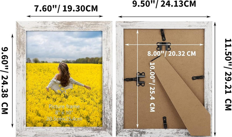 Set van 7 fotolijsten 20 x 25 cm, vintage wit, wand- en tafelfotolijst, geschikt voor gebruik in woningen, kantoren en meer