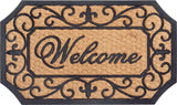 Voetmat, kokos en rubber, 45 x 75 cm, antislip vuilvangmat, natuur, voor binnen en buiten, deurmat Welcome kokosvezel, weerbestendig, kokosmat voor entree en buiten