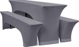 Set van 3 elastische biertafelhoezen, donkergrijze bierbankhoezen en tafelkleden, 50 cm tafelbreedte, biertentsets 220 x 50 x 70 cm voor tuinbanket tuinmeubelen (3 verpakkingen)