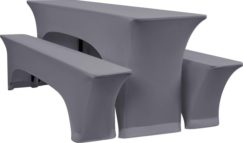Set van 3 elastische biertafelhoezen, donkergrijze bierbankhoezen en tafelkleden, 50 cm tafelbreedte, biertentsets 220 x 50 x 70 cm voor tuinbanket tuinmeubelen (3 verpakkingen)