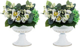Witte vaas voor bruiloftsdecoraties, 2 stuks, 16,4 cm hoog, metalen bloemen, trompetvazen, middenstukken voor bruiloftstafels, kleine urnplantenbak voor verjaardagsfeestje, woonkamerdecoraties