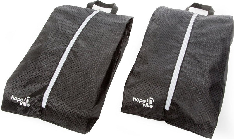 Extra grote schoenentassen in set van 2, premium waterdichte schoenenzak, scheiden schone kleding van vuile schoenen op reis, vrije tijd en vakantie (zwart)