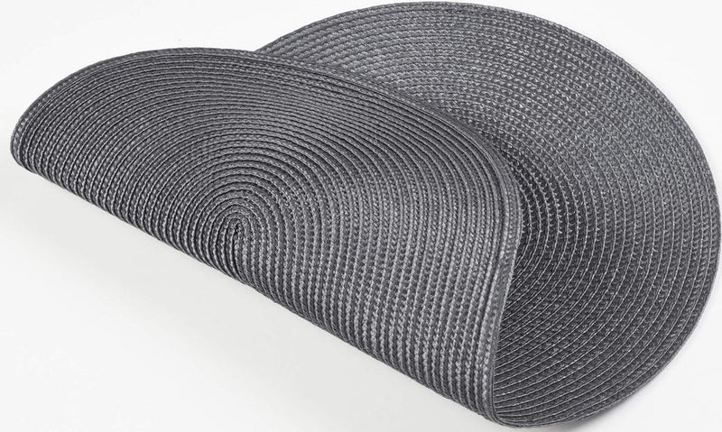 Placemat Placemat Tafellinnen Placemats voor Eetkamer Geweven Ovaal Patroon Grijs Set van 4 Vinyl Voedselveilig 45 x 30 cm Pak van 4