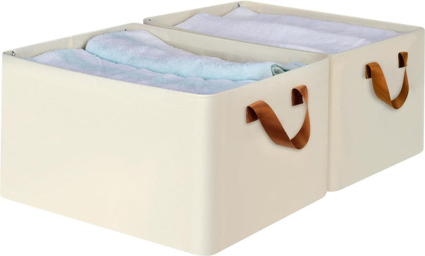 Opbergbox set van 2, opvouwbare opbergmand, Oxford stof 36x26x20 cm, organizerbox voor kledingstaatdozen, opbergrekken, kasten (beige)