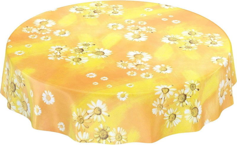 tafelzeil, tafelkleed, geel, kamillebloemen, zon., 120 x 140cm