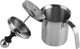 melkopschuimer 400 ml / 800 ml roestvrij staal handschuimer voor handmatige melkopstelling, schuim mengkraan met twee mazen, ideaal voor koffie, latte, warme chocoladekoffie, cappuccino, opschuimer, 800ml