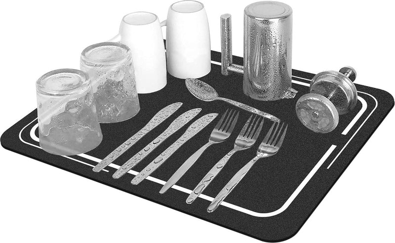 Afdruipmat, absorberend, antislip, droogmat, koffiezetapparaat, druipmat, sneldrogend, super absorberend, droogmat voor keuken voor het drogen van servies en glazen