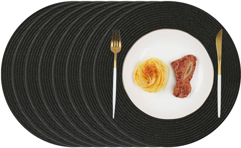 Placemats rond zwart 8 stuks wasbaar 34 cm tafel placemats hittebestendige placemats voor keukendiner