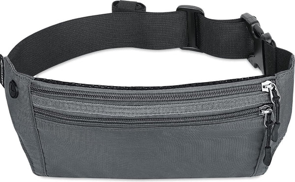 Heuptas voor dames en heren, platte heuptas, voor reizen, sport, RFID-bescherming, waterdicht, joggen, fietsen, reizen, hardlopen, grijs, een grotere opbergruimte aan te bieden