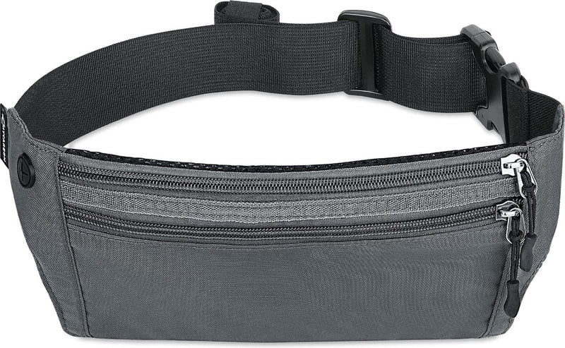 Heuptas voor dames en heren, platte heuptas, voor reizen, sport, RFID-bescherming, waterdicht, joggen, fietsen, reizen, hardlopen, grijs, een grotere opbergruimte aan te bieden