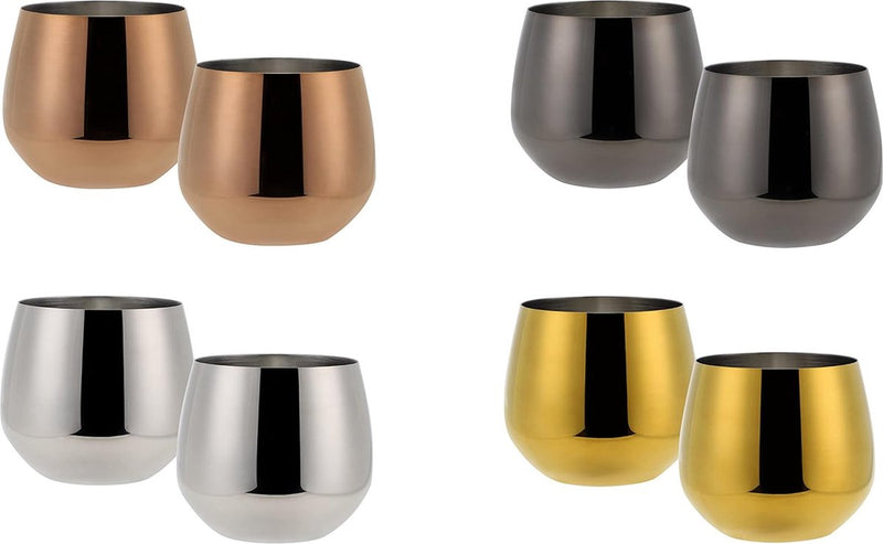 Wijnglazen, 6-delige rode wijnglazen, drinkbekers van roestvrij staal, onbreekbare drinkglazen, onbreekbare glazen, koperen editie, 500 ml