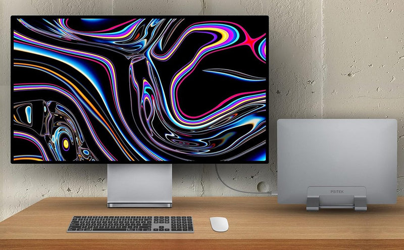 Aluminium verticale laptopstandaardhouder Dock, rechtopstaande opslag, verstelbare sleufbreedte 10 ~ 30 mm, geschikt voor alle MacBook en laptop, 2023-versie