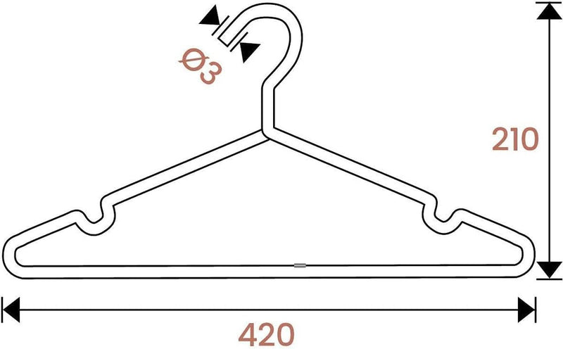 kleerhangers van stevig metaal - 8 stuks (zwart)