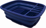 Opvouwbare plastic afdruiprek met afdruiprek, 8L opvouwbare afdruiprekset - draagbare schotelorganizer - ruimtebesparend keukenrek (koningsblauw, 1)