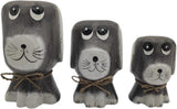 Set van 3 houten hondenfiguren - decoratieve hond - hondenfiguur hondendecoratie - miniatuurhonden - puppyhonden - knutselen - huisdecoratie - huisdecoratie-idee - meubeldecoratie-idee (grijs mod 1)