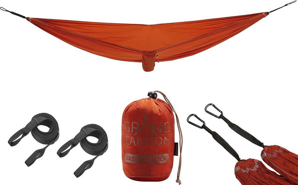Hammock - hangmat outdoor tot 150 kg, reishangmat licht en compact met boombeschermer - Roiboos Tea (bruin)