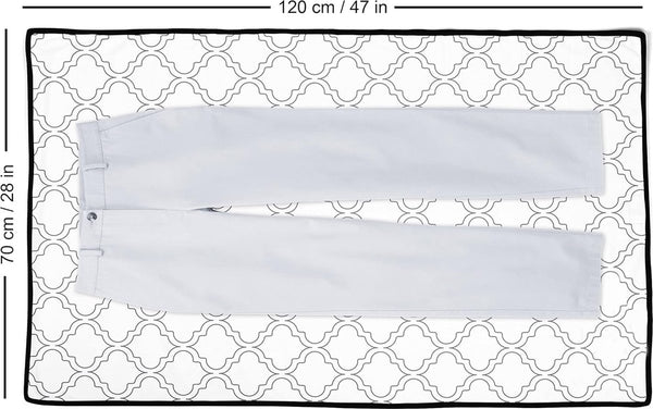 Strijkmat, groot 120 x 70 cm, met 3 mm vulling en siliconen beugel voor stoomstrijken op tafel of bed, hittebestendige tafelstrijkdeken, strijkonderlegger, witte tegels