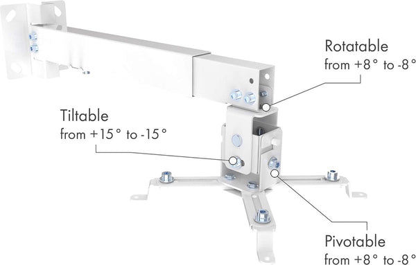 Beamer-plafondbeugel / projector muurbeugel / universele houder voor video-projector / draaibaar en zwenkbaar / hoge mechanische belastbaarheid / max. draagvermogen van 20 kg