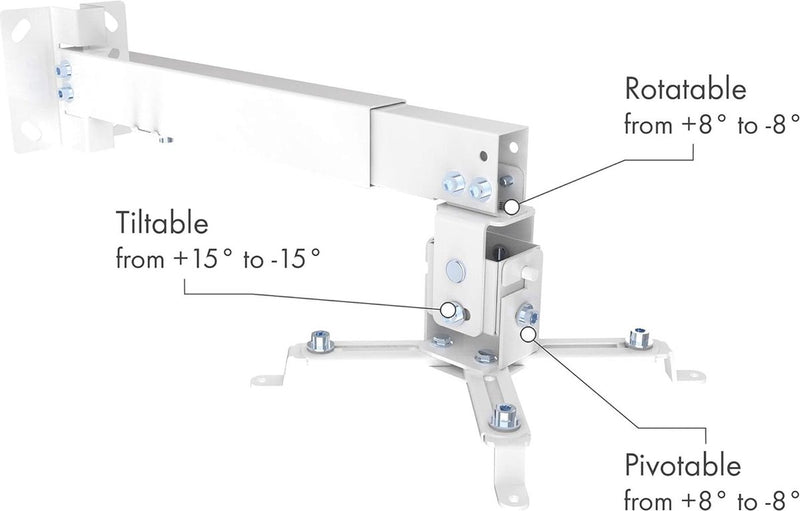 Beamer-plafondbeugel / projector muurbeugel / universele houder voor video-projector / draaibaar en zwenkbaar / hoge mechanische belastbaarheid / max. draagvermogen van 20 kg