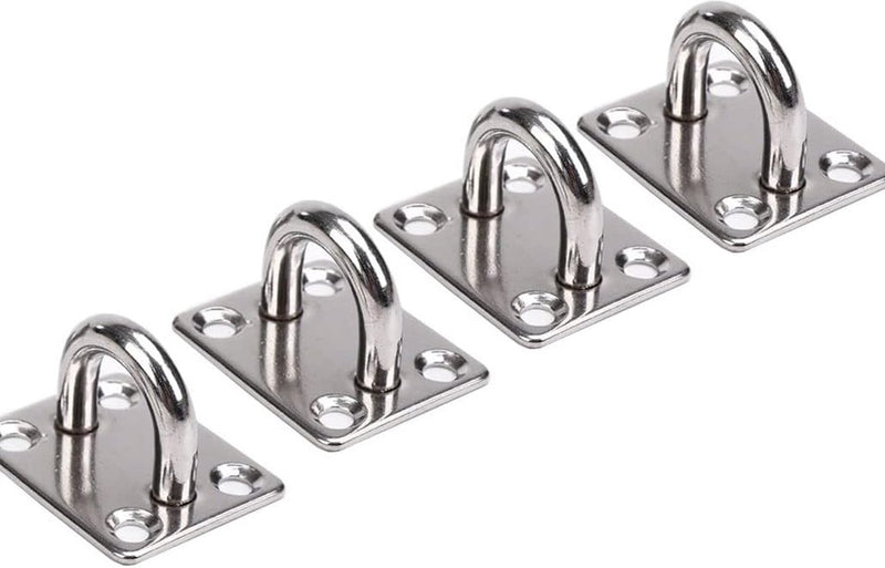 Roestvrij stalen karabijnhaak en roestvrijstalen oogplaat met oogje, dekplaat, plafondhaken, wandhaken, wandbevestiging, met schroef, voor het ophangen van voorwerpen