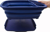 Opvouwbare plastic afdruiprek met afdruiprek, 8L opvouwbare afdruiprekset - draagbare schotelorganizer - ruimtebesparend keukenrek (koningsblauw, 1)