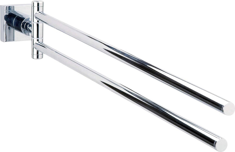 Badkamerhanddoekhouder, 2-armig en draaibaar, verchroomd - voor wandmontage zonder boren, inclusief lijmoplossing - 85mm x 50mm x 485mm