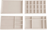 Opbergdoos voor sieraden, 4 stuks, sieradenkistjes, sieradenorganizers, fluweel, stapelbaar, sieradenorganizer voor sieraden, oorbellen, armband, ringen (beige)