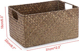 Zeegras opbergmand Open mand Woonkamer Decoratieve mand Geweven rieten stoffen mand Bureaumand Rechthoekig Badkamer Opbergmand Box, Planken & Bureaus