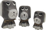 Set van 3 houten hondenfiguren - decoratieve hond - hondenfiguur hondendecoratie - miniatuurhonden - puppyhonden - knutselen - huisdecoratie - huisdecoratie-idee - meubeldecoratie-idee (grijs mod 1)