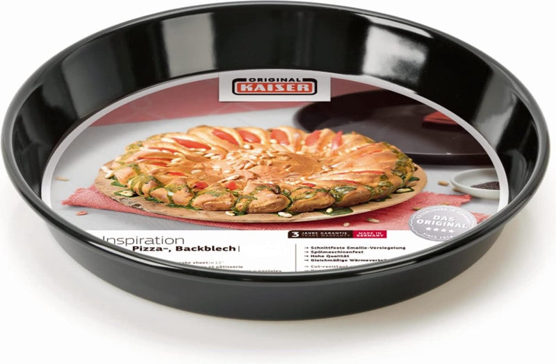 bakplaat rond 28 cm antiaanbaklaag snijbestendig geëmailleerd afwasmachinebestendig maatvast