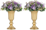 2 stuks gebloeide metalen trompetvaas, elegante vaas met middenstukken voor bruiloftsfeesten, 23,2 cm hoog, kunstbloemstukken voor het jubileumfeest