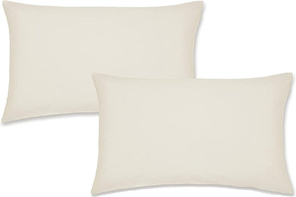 Strijkvrij hoeslaken, percal huisvrouwen kussenslopen crèmekleurig