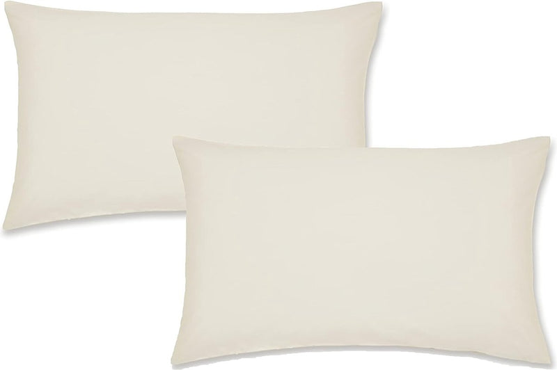 Strijkvrij hoeslaken, percal huisvrouwen kussenslopen crèmekleurig