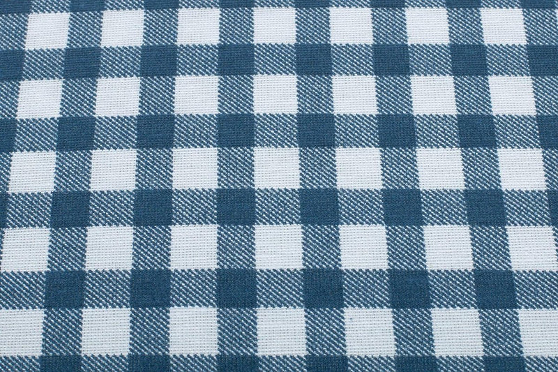 Bankenset, geschikt voor gangbare picknicktafels en banken, 2 gestoffeerde bankkussens, elk ca. 220 x 25 x 1,6 cm en 1 tafelkleed 240 x 70 / 90, motieven, blauw geruit