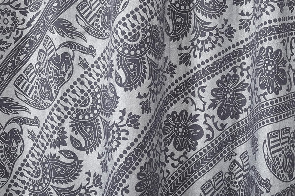 Indian Hippie Gordijn Boheemse Stijl Olifant Mandala Grijs Zilver