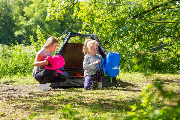 Kinderslaapzak, draagbaar als een rugzak, slaapzak voor kinderen (175 x 70 x 45 cm), outdoor, reizen, tenten, camping, mummieslaapzak, licht en compact, binnenvoering van 100% katoen