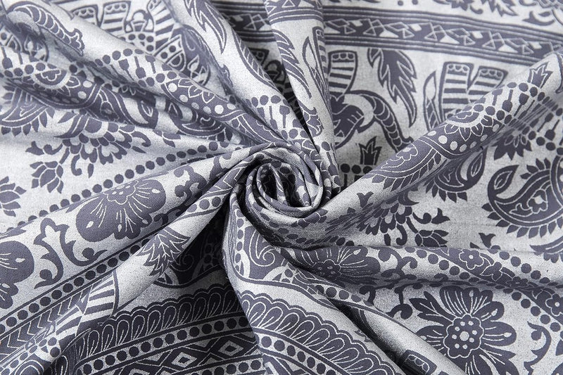 Indian Hippie Gordijn Boheemse Stijl Olifant Mandala Grijs Zilver