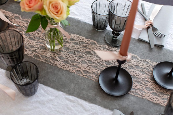 Tafelloper kant 1 rol 25 m x 15 cm decoratieve stof tafelloper tafeldecoratie bruiloft, doop, communie, bruiloft decoratie vintage