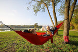 Hammock - hangmat outdoor tot 150 kg, reishangmat licht en compact met boombeschermer - Roiboos Tea (bruin)
