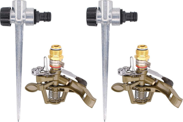 Sprinkler Tuingazonsproeier, grote oppervlakken, impulssproeier, gazonsproeier, sproeier, cirkelsproeier, 360 graden met grondpen, voor alle gangbare tuinslangen, tuinirrigatie