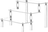 Acryl displaystandaard, 3 niveaus, transparant acryl riser display, rek, standaard, acryl organizer, standaard voor poppen, cosmetica, dessertdisplay, 30 x 20 x 15 cm (3-traps transparant