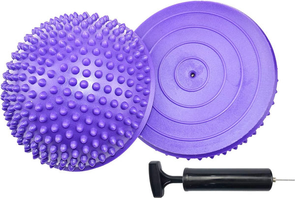 2 stuks balansegel halve bal met luchtpomp, grote gymnastiekegel, fitness, treepsteen, yoga, balansbal voor kinderen en volwassenen, balanstraining, coördinatietraining