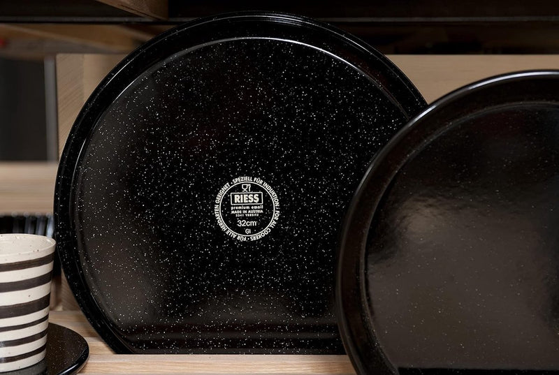 Taartvorm, 26 cm, 3-delige set, klassieke bakvormen, hoogte 8,0 cm, professionele bakker, emaille, zwart, met buisbodem, inductie,