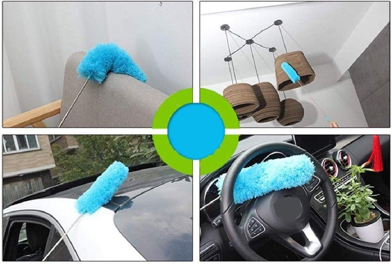 Microvezelstofdoek, stofdoek, met telescoopstang, wasbaar, buigbaar, statische stofdoek, thuis, voor auto, kantoor, 3 verpakkingen