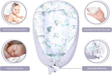Babynestje voor pasgeborenen baby's, 90 x 50 cm, handgemaakte cocon, dubbelzijdig van katoen, wafel met babynestje, waterdieren, lichtgrijs
