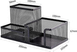 Draad metalen pennenhouder Kantoor pennenhouder Penorganisator Vierkant metalen gaas Kantooropslag Kaptafel (zwart)