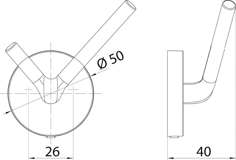 Ronde dubbele haak voor wandmontage, onderhoudsvriendelijke aluminium hanger voor 2 handdoeken, elegante handdoekhaak om op te schroeven, chroomkleurig