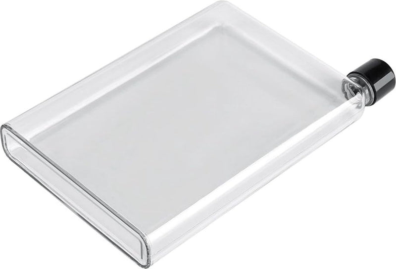 A5 platte waterfles, 750 ml platte drinkfles reisfles slank AS plastic waterfles herbruikbaar BPA-vrij voor school, buitenactiviteiten in de sportschool, fietsen, wandelen