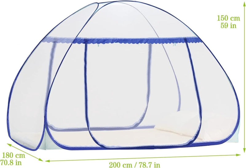 Muggennet, pop-up muggentent, opvouwbaar, fijnmazig muggennet, voor op reis en thuis, 200 x 180 cm
