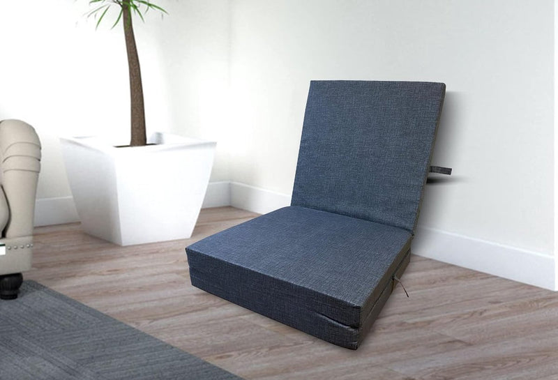 3-delige vouwmatras, 15 cm dik, matras voor reisbed, gastenmatras, opvouwbaar, ook ideaal voor kamperen, kruk/zitblok, overtrek is machinewasbaar (grijs, 190 x 60 x 7 cm)